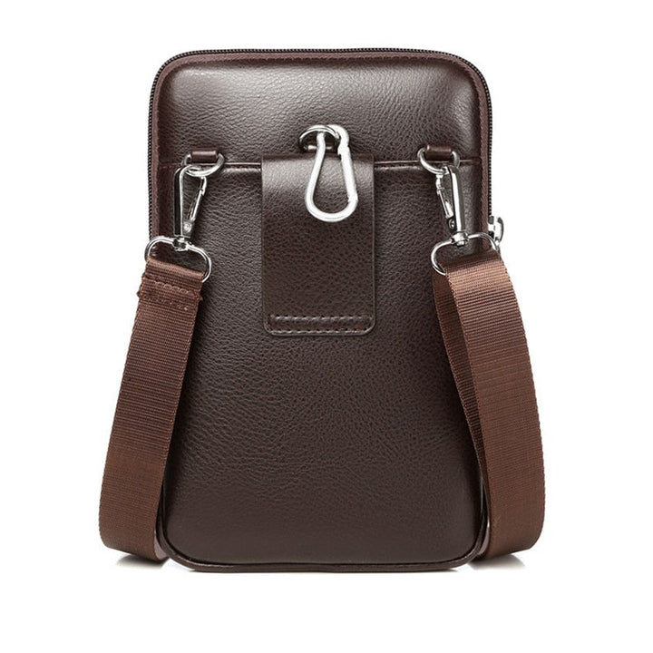 Men's black PU leather crossbody bag, durable & practical for travel and daily essentials.