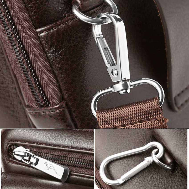 Durable black PU leather men's crossbody bag, essential for travel & daily accessories.