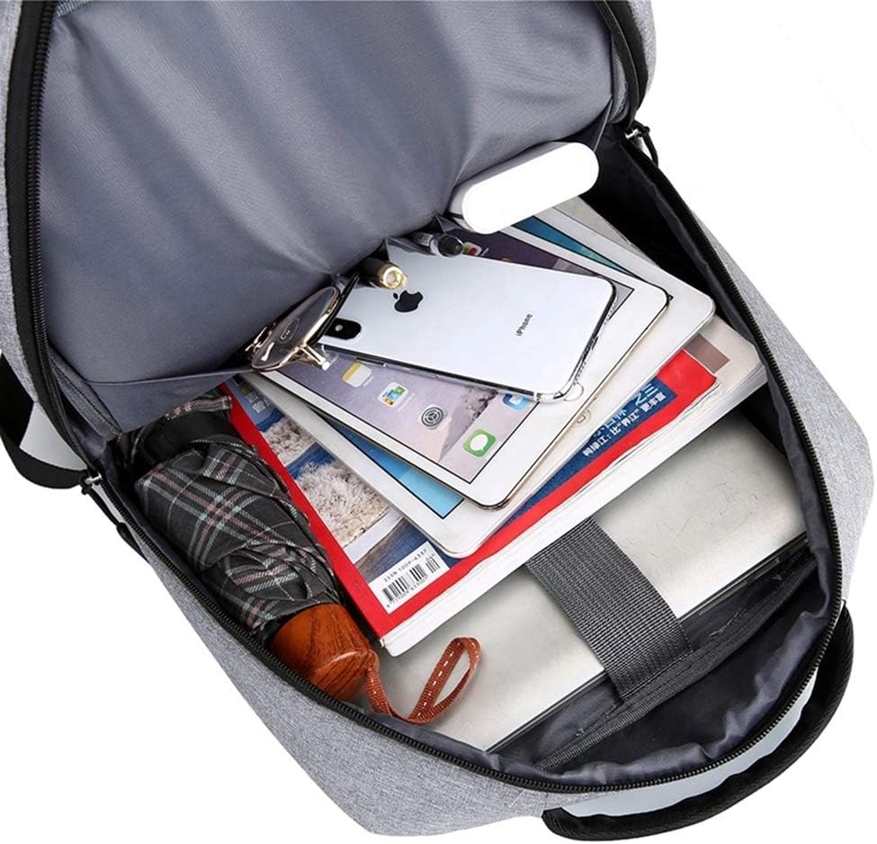 Durable black waterproof backpack, slim profile. USB port for easy charging, great for everyday use.