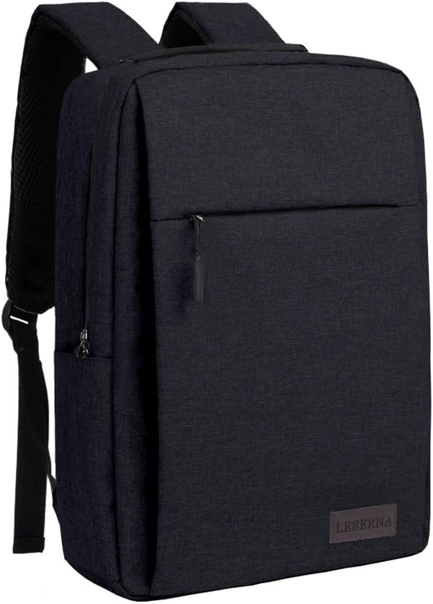 Slim black laptop backpack with padded compartment & USB port. Essential for school, work & daily commute.
