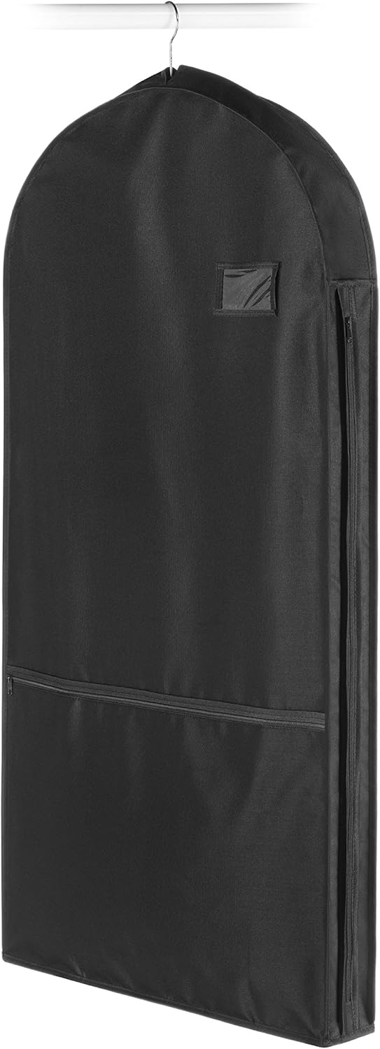 Keeps suits, dresses, & formal wear wrinkle-free; black water-repellent travel bag.