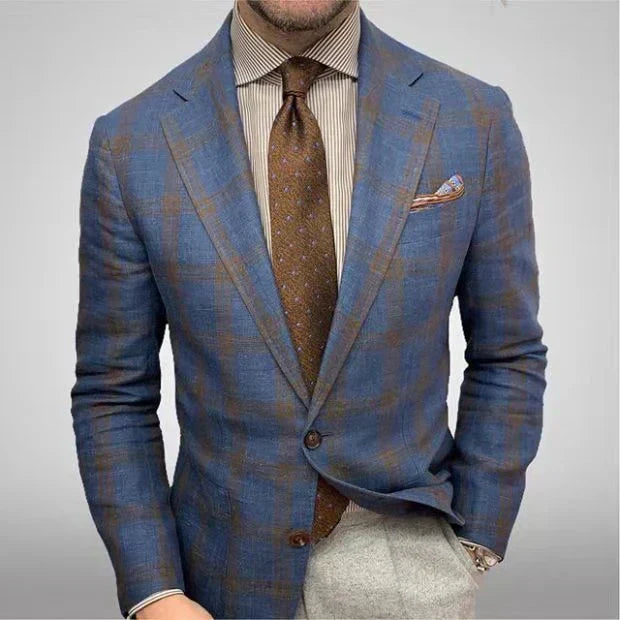 "Blazer da uomo elegante in vari colori, nero blu rosso, taglio moderno, tessuto alta qualità, look sofisticato."
