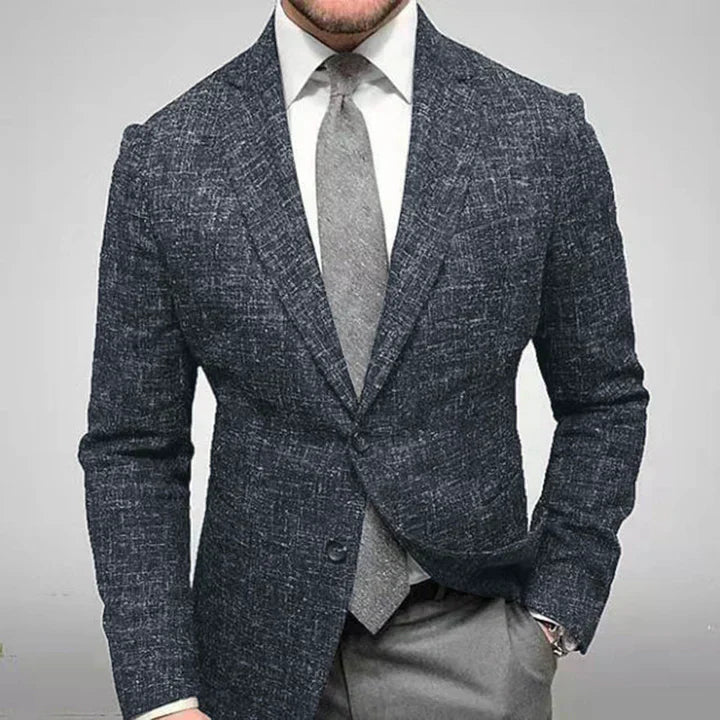 "Blazer da uomo elegante in vari colori, nero blu rosso, taglio moderno, tessuto alta qualità, look sofisticato."