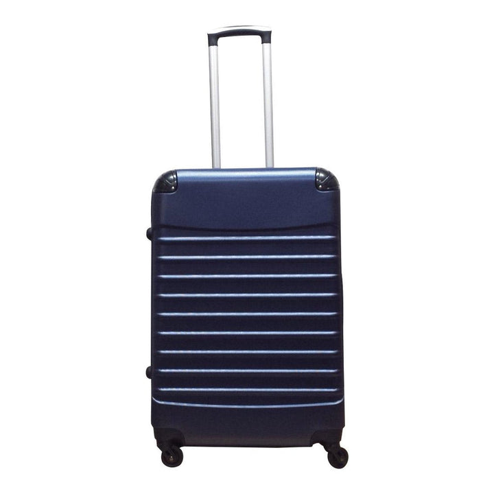 Travel-ready blue 2-piece ABS hardshell luggage set. Durable spinner suitcases with easy-to-remove wheels.