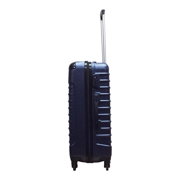 Complete 2-piece blue ABS hardshell luggage set. Durable suitcases with smooth spinner wheels for all travel.