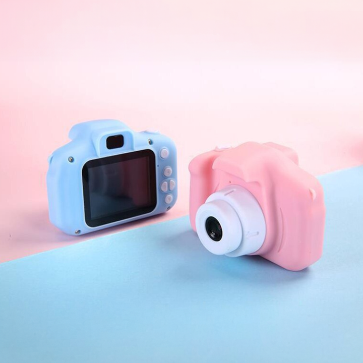 Blue kids digital camera, shock resistant for durable play. Perfect for young photographers to capture fun moments.