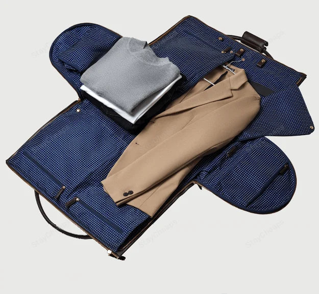 "Borsa da viaggio unisex in pelle o tela impermeabile, elegante e multifunzionale, con scomparti e tasca laterale."