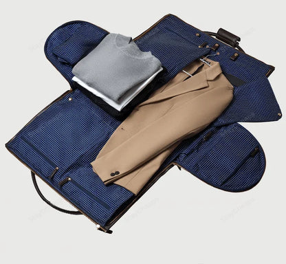 "Borsa da viaggio unisex in pelle o tela impermeabile, elegante e multifunzionale, con scomparti e tasca laterale."