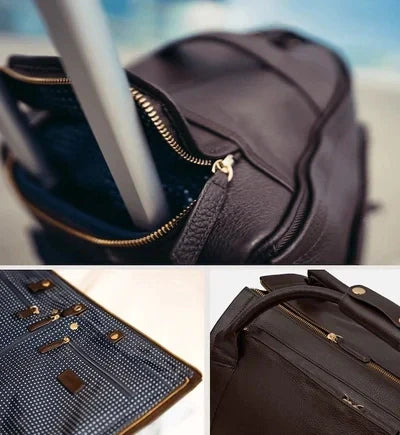 "Borsa da viaggio unisex in pelle o tela impermeabile, elegante e multifunzionale, con scomparti e tasca laterale."