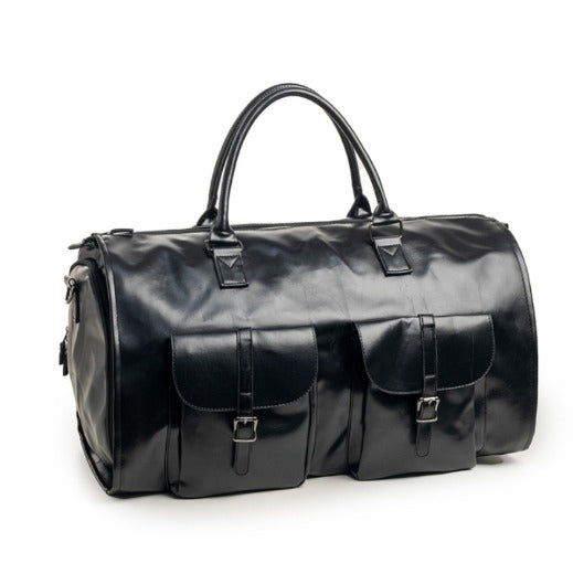 "Borsa da viaggio unisex in pelle o tela impermeabile, elegante e multifunzionale, con scomparti e tasca laterale."