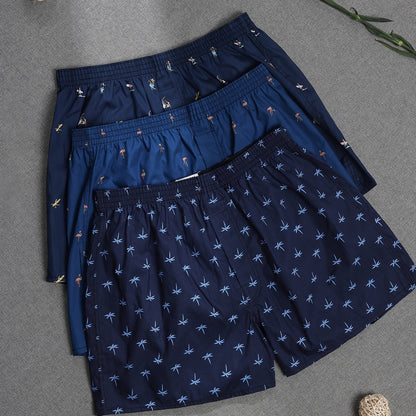 "Boxer da uomo in cotone 100% con stampa vegetale moderna, morbidi e traspiranti, perfetti per comfort quotidiano."