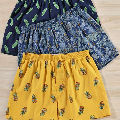 "Boxer da uomo in cotone 100% con stampa vegetale moderna, morbidi e traspiranti, perfetti per comfort quotidiano."