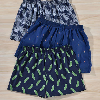 "Boxer da uomo in cotone 100% con stampa vegetale moderna, morbidi e traspiranti, perfetti per comfort quotidiano."