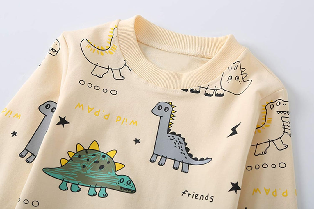 Youth fashion dinosaur outfit set for boys, ready for any adventure.