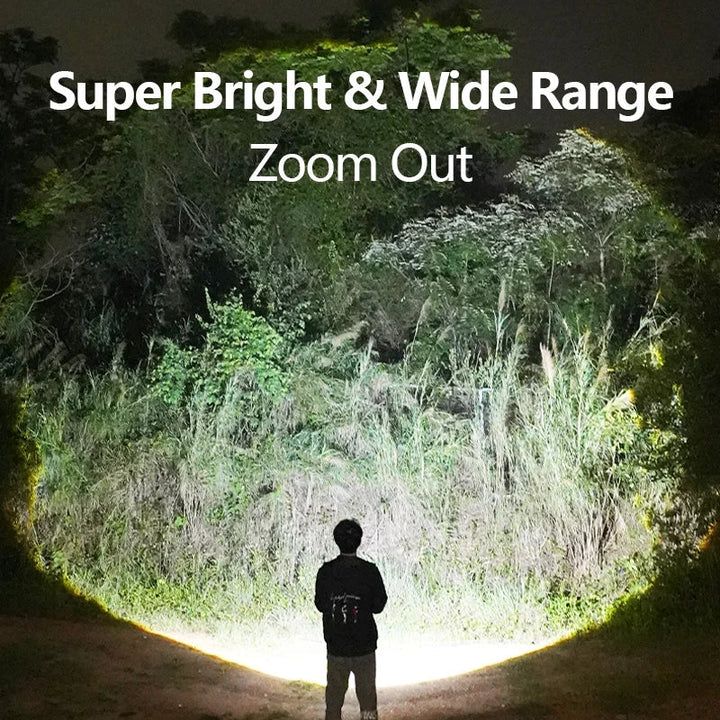 Unisex black LED mini flashlight, super bright beam, USB-C rechargeable, perfect camping gear