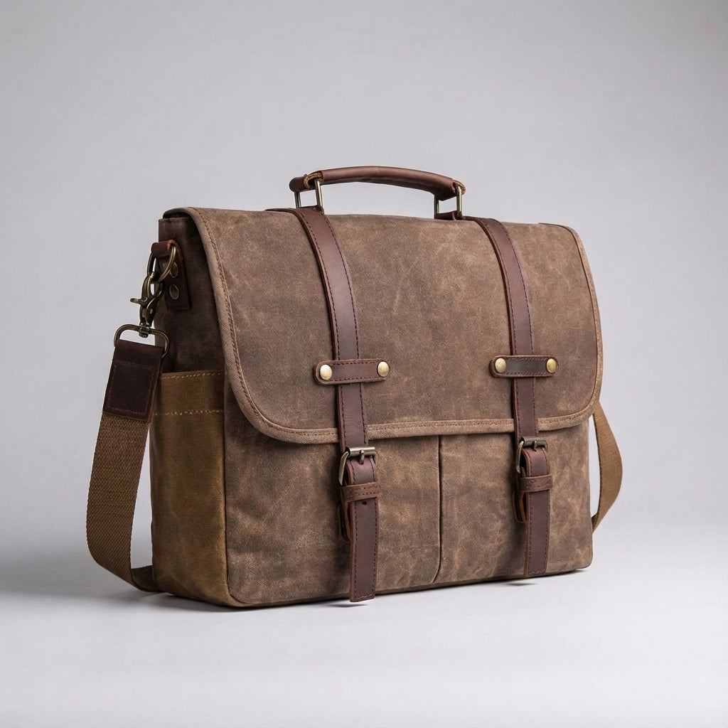 Durable men's leather messenger bag. Shoulder & crossbody style, genuine leather, perfect for daily carry.