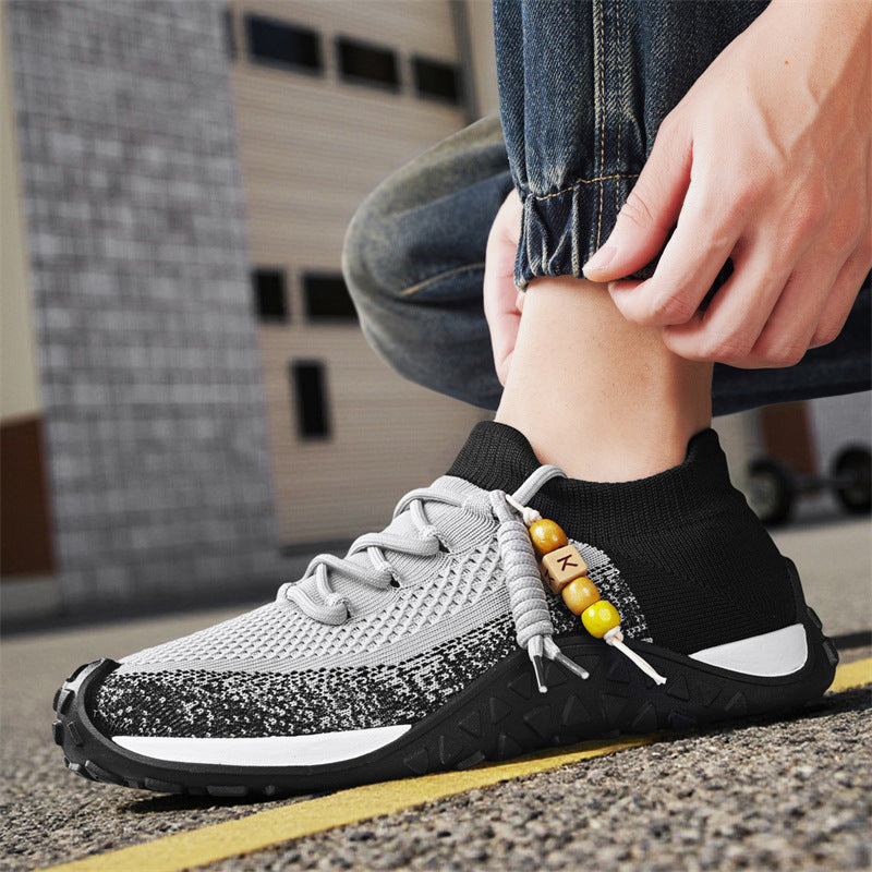 Brown mens urban style sneakers, lightweight & cushioned for casual wear.