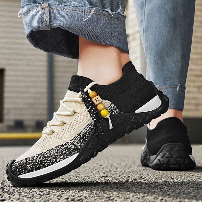Brown mens cushioned sneakers, lightweight for urban casual style & comfort.