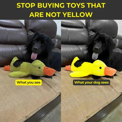 Interactive duck dog toy, a soft chewable companion for calming anxious pets.