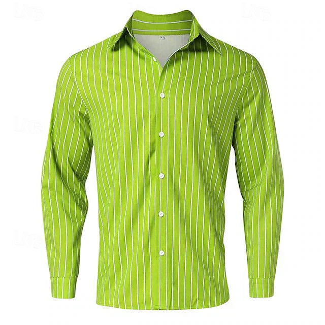 "Camicia a righe uomo classica, colori vivaci, blu e rosso, design elegante e moderno, ideale per look casual ed eleganti."