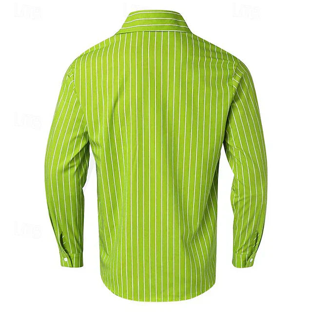 "Camicia a righe uomo classica, colori vivaci, blu e rosso, design elegante e moderno, ideale per look casual ed eleganti."