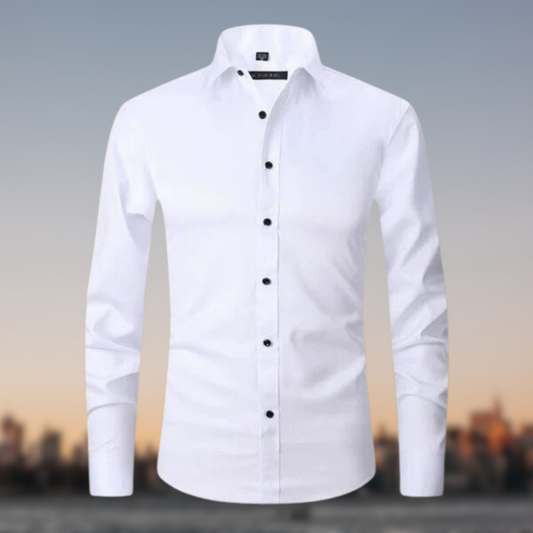 Camicia multicolore uomo elasticizzata senza pieghe, tessuto morbido, colori vivaci, look elegante con dettagli raffinati.