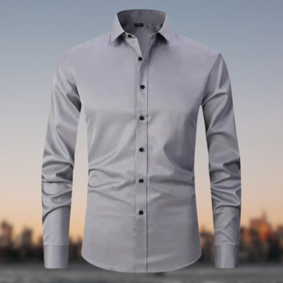 Camicia multicolore uomo elasticizzata senza pieghe, tessuto morbido, colori vivaci, look elegante con dettagli raffinati.