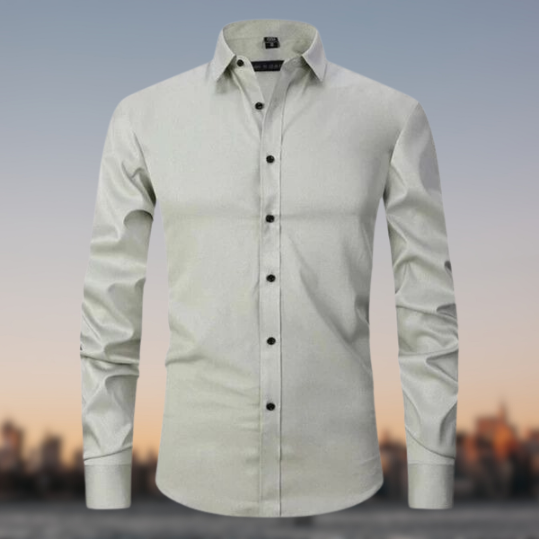 Camicia multicolore uomo elasticizzata senza pieghe, tessuto morbido, colori vivaci, look elegante con dettagli raffinati.