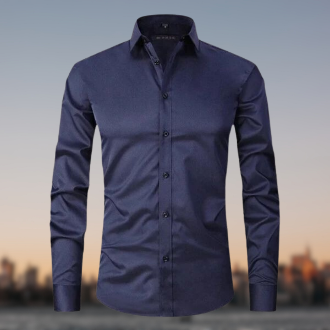 Camicia multicolore uomo elasticizzata senza pieghe, tessuto morbido, colori vivaci, look elegante con dettagli raffinati.