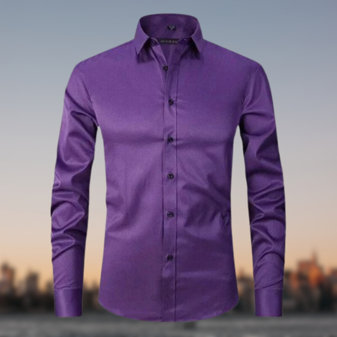 Camicia multicolore uomo elasticizzata senza pieghe, tessuto morbido, colori vivaci, look elegante con dettagli raffinati.