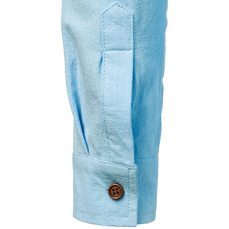 "Camicia uomo in lino vintage, maniche lunghe, leggera e traspirante in colori vivaci, stile elegante e rilassato"