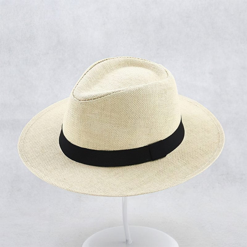 "Cappello da uomo in palma toquilla intrecciata, design elegante, beige chiaro, perfetto per occasioni estive casual e formal
