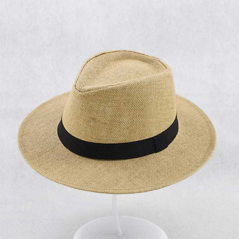 "Cappello da uomo in palma toquilla intrecciata, design elegante, beige chiaro, perfetto per occasioni estive casual e formal