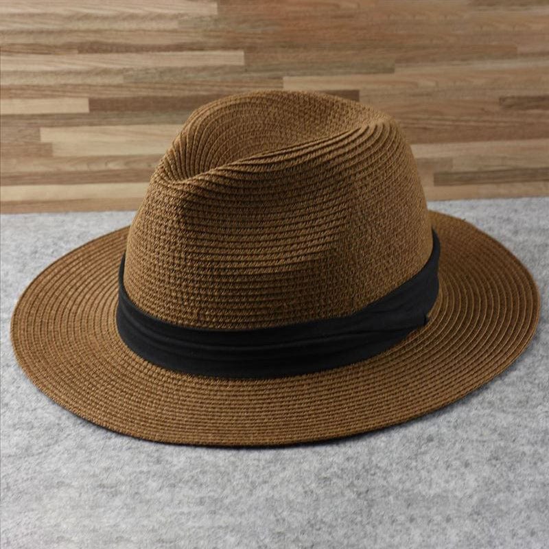 "Cappello da uomo in palma toquilla intrecciata, design elegante, beige chiaro, perfetto per occasioni estive casual e formal