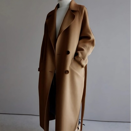 Cappotto classico donna in lana morbida, elegante e caldo, ideale per l'autunno/inverno, con fodera setosa e design senza tem