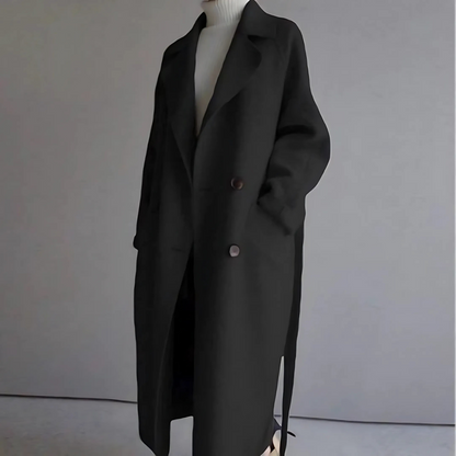Cappotto classico donna in lana morbida, elegante e caldo, ideale per l'autunno/inverno, con fodera setosa e design senza tem