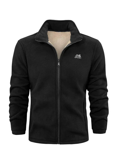 "Cardigan unisex in pile grigio chiaro con maniche lunghe, ideale per trekking e avventure outdoor in climi freschi."