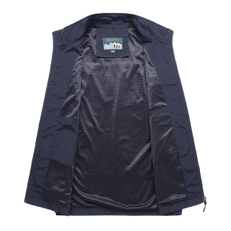 Cardigan uomo maniche corte, tessuto a rete traspirante, asciugatura rapida, ideale per avventure outdoor.