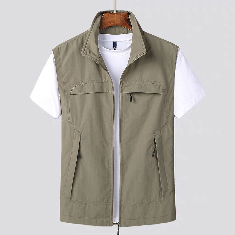 Cardigan uomo maniche corte, tessuto a rete traspirante, asciugatura rapida, ideale per avventure outdoor.