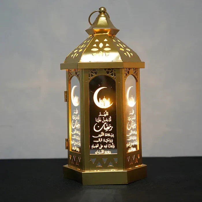 Decorative wrought iron projector lamp creating celestial light for festive home decor and ambient mood lighting.