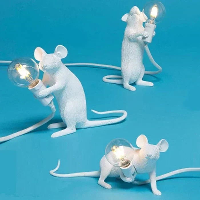 Stylish mouse lamp, perfect as an accent light. Unique animal decor & home lighting.