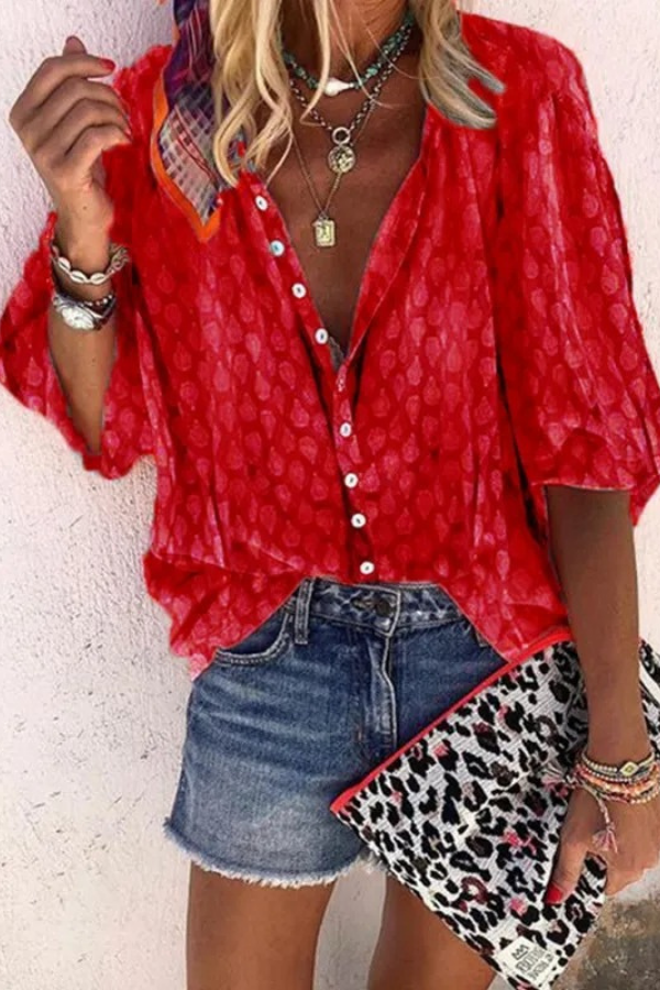 Relaxed fit women's airy button blouse, offering effortless style & comfort. Ideal casual chic top, available in plus sizes.