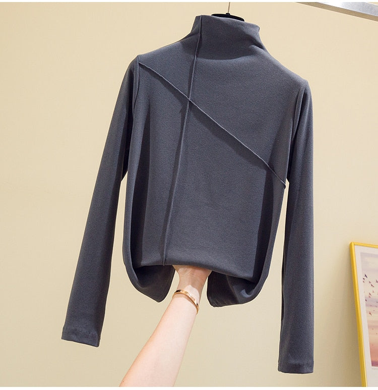 Women's essential high-neck turtleneck top. Long sleeve sweater for fall, winter, and versatile everyday layering.