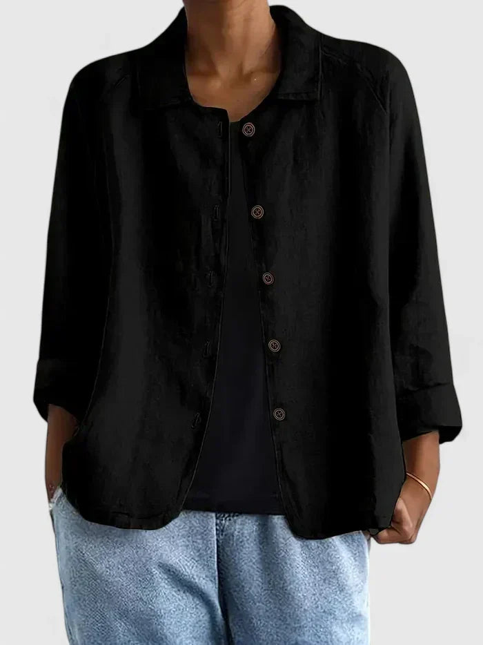 Fashionable women's long sleeve blouse. Comfortable, elegant top, ideal for everyday wear & seasonal style.