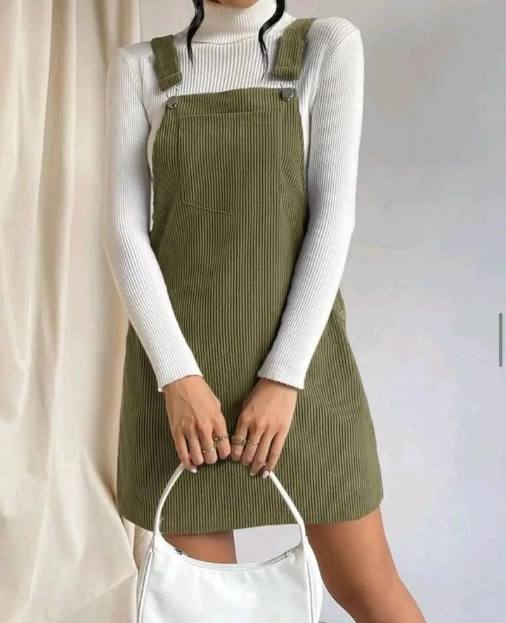 Women's autumn/winter pinafore dress, designed for layering. A comfortable & stylish everyday staple.