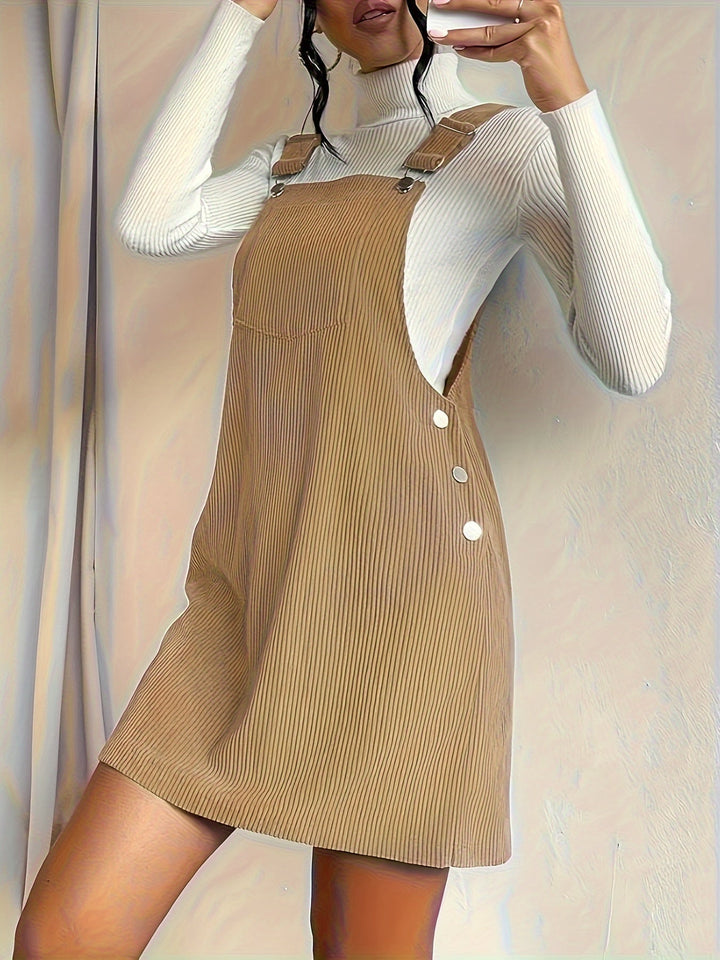 Autumn-winter women's layering dress. Comfortable, relaxed fit pinafore with adjustable straps.