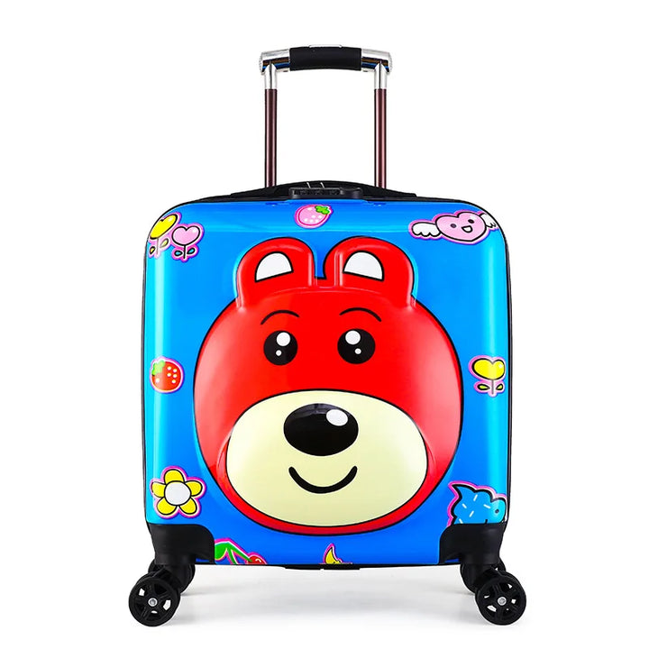 Vibrant dinosaur animal design hard-shell rolling suitcase, excellent kids travel gear for boys.