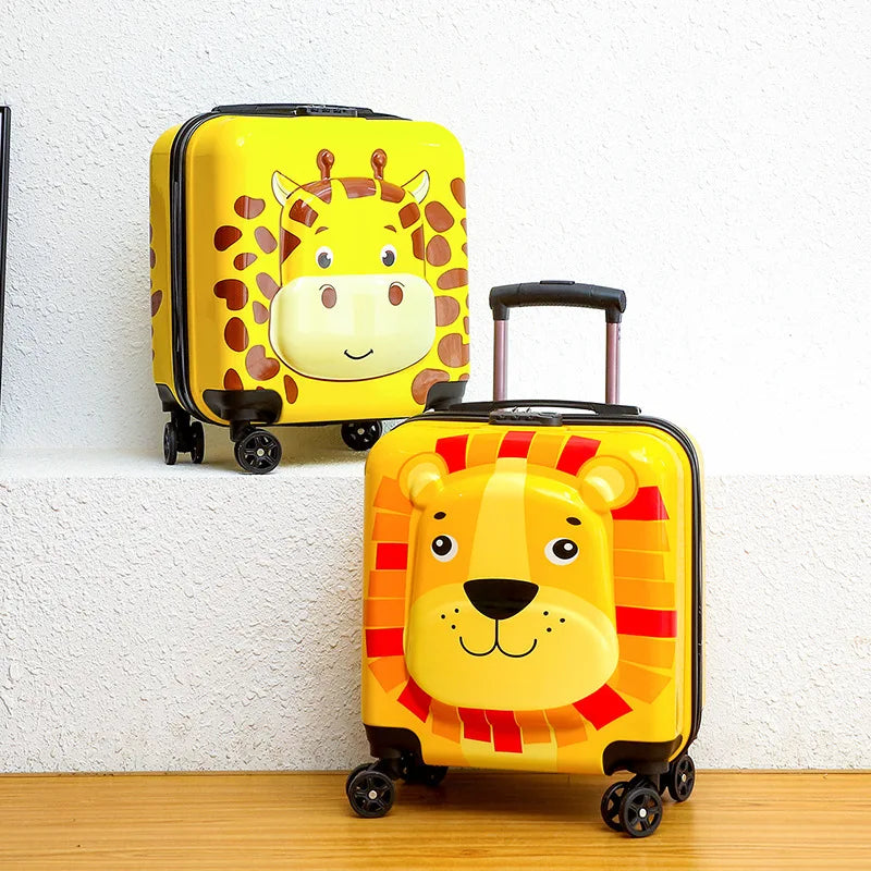Magical unicorn animal design hard-shell rolling suitcase for girls. Fun kids luggage for travel.