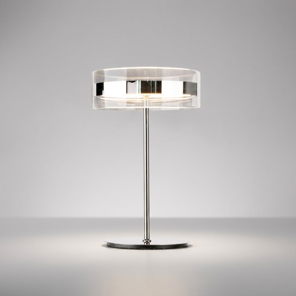 Stylish Clarivon contemporary cylindrical table lamp, perfect for desk or nightstand, enhancing ambient home lighting.