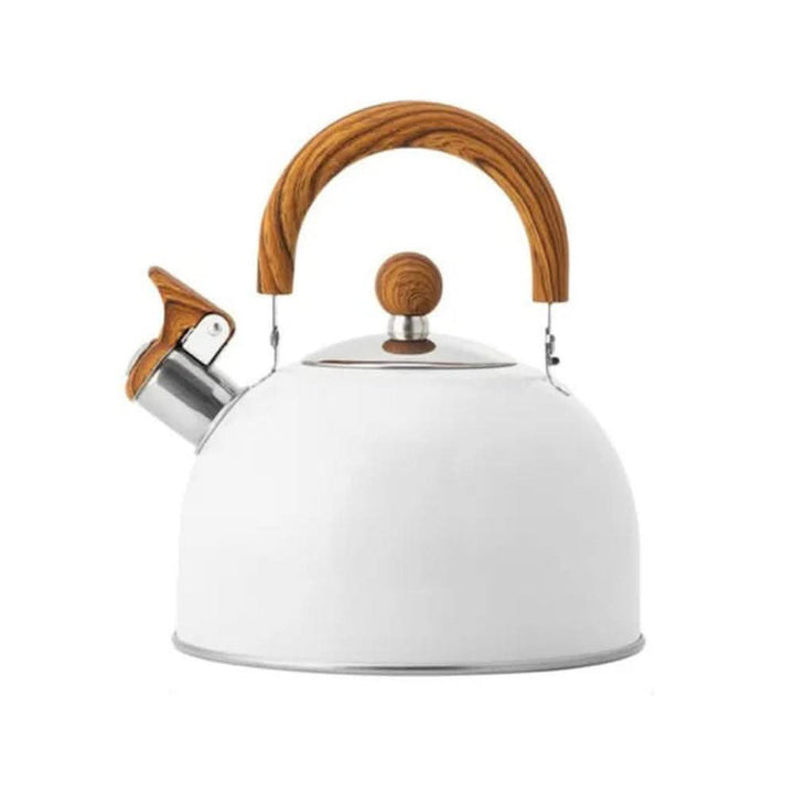 Durable stainless steel 3L whistling tea kettle for daily use. Classic style, quick heating, perfect for all stovetops.